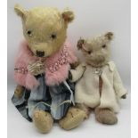 Chiltern c. 1930s teddy bear in pink mohair with glass eyes, swivel head, jointed arms and legs,