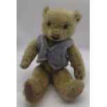 Chad Valley Magna c1930s teddy bear in blonde mohair with glass eyes, jointed arms and legs and