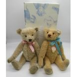 Steiff replica 1948 Teddy Bear in blonde with blue ribbon Limited Edition no. 512/1000 boxed with