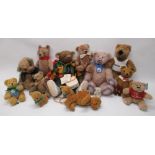 Large collection of teddy bears varying in age, size and make, including "Oscar" by Harris Tweed,