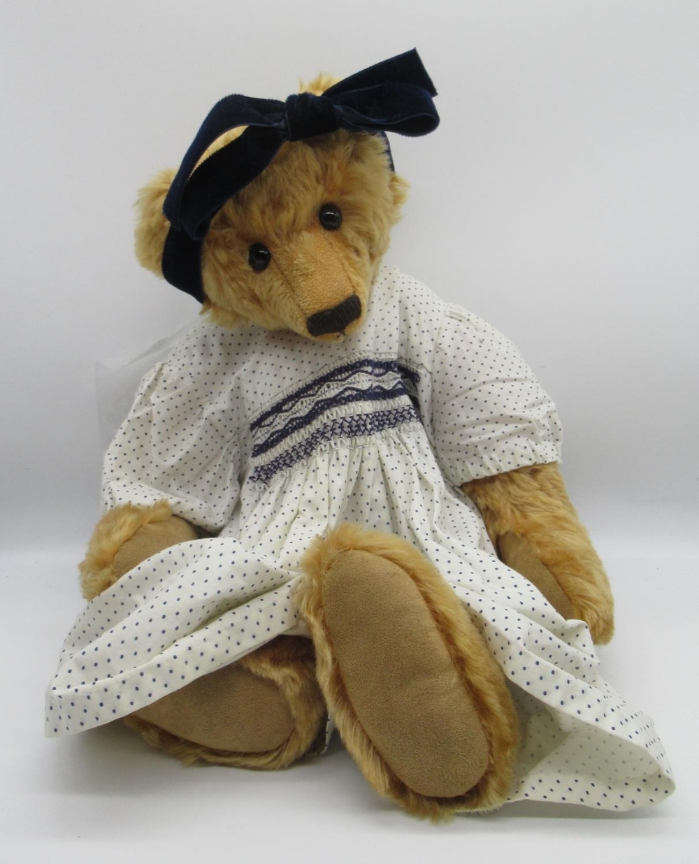 Artist bear by Vanessa "Celia" wearing original white dress and velvet headband, Limited Edition 1/ - Image 2 of 3