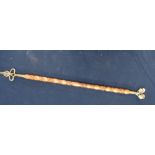 Unusual Gourd/staff with spear point, turned shaft and double head finial, overall L111cm