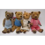 Collection of c. 1940s Chiltern teddy bears, including a bear in golden mohair with glass eyes,