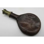 Leather bodied shot flask with detachable scoop dispenser