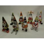 Lorna Bailey - collection of walk wear sugar shakers incl. cowboy, clowns, skier, pirate etc, H20cm,