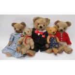 Collection of c. 1940s-60s Chad Valley teddy bears including a c. 1950s teddy bear in golden