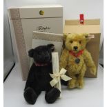 Steiff Teddy Bear in black mohair with red collar and working growler mechanism, Limited Edition no.