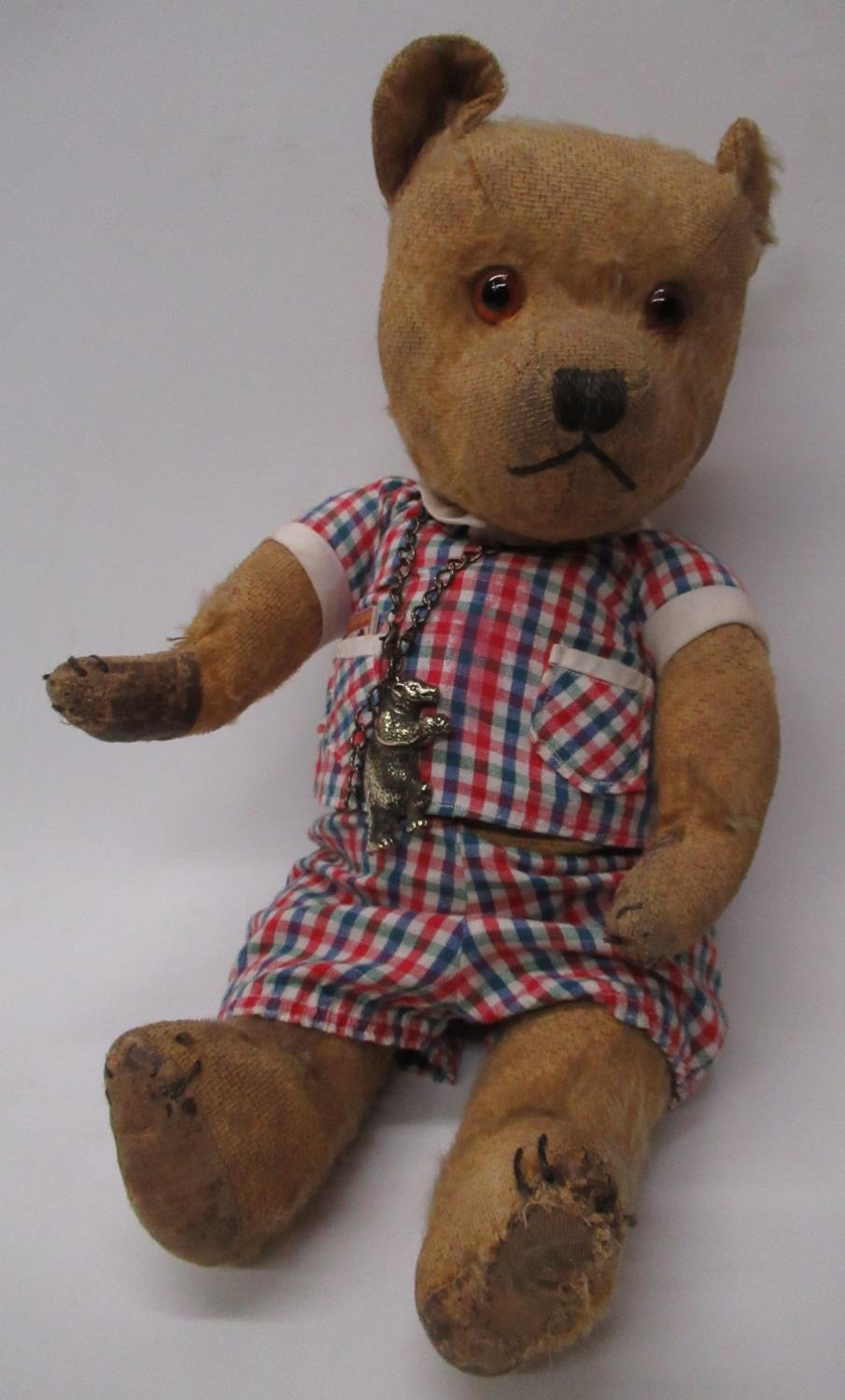Collection of c1940s/50s British teddy bears including a c1950s Chiltern teddy bear in blonde mohair - Image 4 of 5