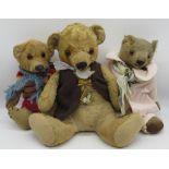 Collection of c. 1930s British teddy bears including a Chad Valley musical Bingie Bear in artificial