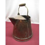 Copper two gallon cream type churn with brass swing handle, H29cm