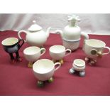 Carlton Ware water faucet teapot, Carlton walking ware teapot, similar cups including