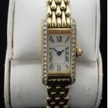 Claire Sweeney Collection - Ladies Cartier Tank 18K and diamond quartz wristwatch, rectangular case,