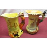 Art Deco Burgess & Leigh Ltd Burleigh Ware jugs: Pied Piper handled jug and similar Arthur Wood