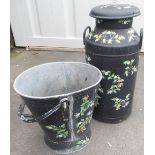 Debbie McGee collection- Bardgeware style painted county dairies galvanised milk churn with jug with