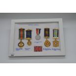 Framed and mounted display of Various associated lodge medals including Province of Egypt R.O.H