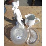 Jodie Kidd Collection - selection of circular glass ice plates, 2 side dishes, wedgwood jug and a