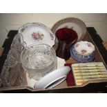 Ainsley Howard sprays pattern circular dish, heavy crystal glass tray and 3 similar bowls, boxed