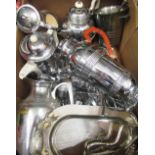 Two 1930's chrome plated Thermos model 52 thermos jugs, 1930's chrome plated ice bucket and a