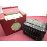 Roberts 55769 1950's mains - portable radio in red rexcine case and a mid 1940's Philips type209u-15