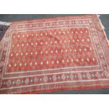 Rectangular Persian style orange floor rug with repeating boarder 185cm x 128cm