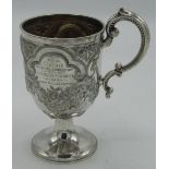 Of Royal Interest - Victorian hallmarked silver pedestal cup, repousse decorated with scrolls and