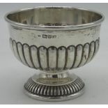 Edward VII hallmarked silver small circular rose bowl with part lobed body on and tapering base