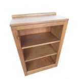 Robert Mouseman Thompson - adzed oak bookcase with low raised back and two adjustable shelves on