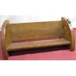 Robert Mouseman Thompson - oak book trough on curved end supports, carved with signature mouse W47cm