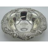 Tiffany & Co. Sterling silver circular dish, border cast with vines and leaves, engraved with