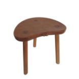 Robert Mouseman Thompson - oak cow stool, kidney shaped top on three outsplayed octagonal tapering