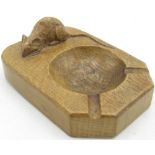 Robert Mouseman Thompson - oak rectangular ashtray with carved signature mouse W10cm D7cm