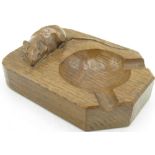 Robert Mouseman Thompson - oak ashtray, carved with signature mouse, W10cm D7cm