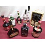 Mixed Spirits and Liqueurs; Gordons Special Dry London Gin, Smirnoff Black & Mellow Vodka,