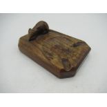 Robert Mouseman Thompson - oak rectangular ashtray, carved with signature mouse, W10cm D7cm H3.