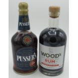 Pusser's Blue Label Rum, 54.5%vol and Wood's Old Navy Rum, 57%vol, both 70cl, 2btls