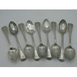 Exeter Silver - set of nine Victorian hallmarked silver reeded Old English pattern double struck tea