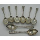 Of Bisley Shooting Interest - set of eight Edw.VII hallmarked silver tea spoons, handles decorated