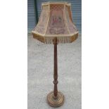 C20th Geo. III style gilt wood standard lamp, fluted column on lotus and ring carved base on ball