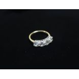 18ct hallmarked gold four stone diamond ring, stamped ALJ, 750, London, 1944 Size P gross 4.5g