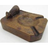 Robert Mouseman Thompson - oak ashtray with carved signature mouse, W10cm D7cm