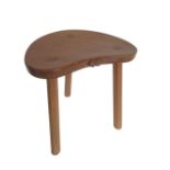 Robert Mouseman Thompson - oak cow stool, kidney shaped top on three outsplayed octagonal tapering