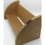 Robert Mouseman Thompson - oak book trough on curved supports, carved with signature mouse, W46cm