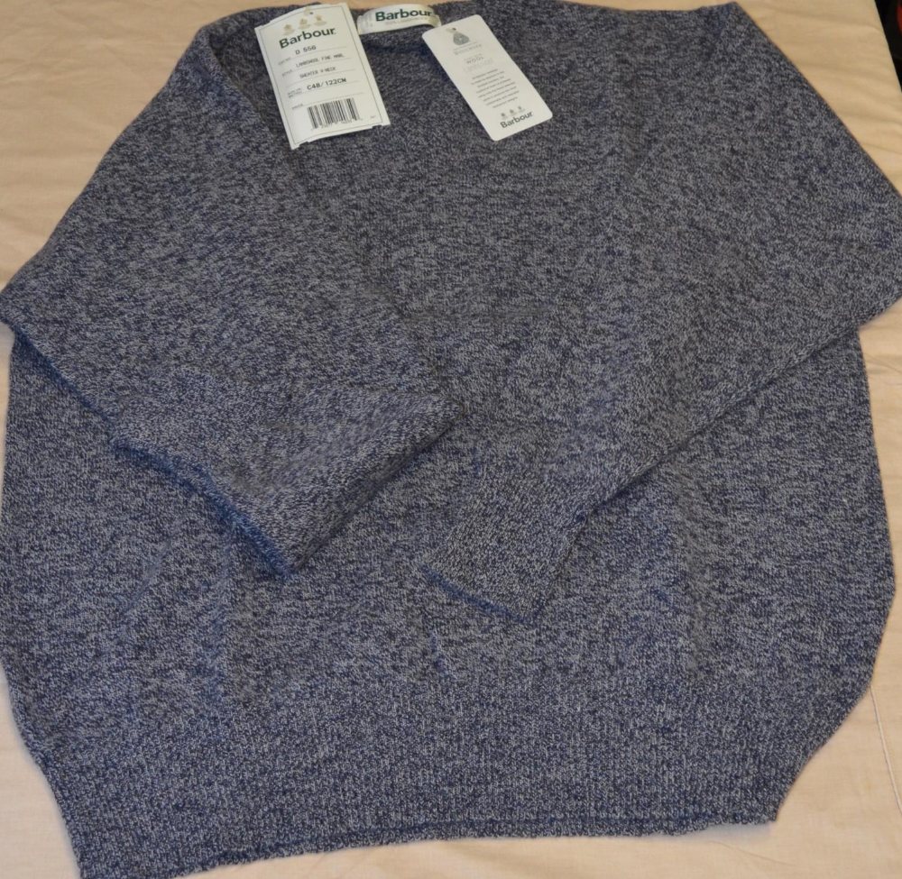 As new lambs wool crew neck sweater in indigo C48