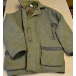 Beaver sporting coat in Darby tweed C44" with leather trim cuffs and pockets