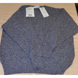 As new lambs wool V neck sweater in indigo C48