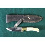 Harry Boden sheath knife/bush craft with brass and antler handle OL23cm BL11cm with own sheath