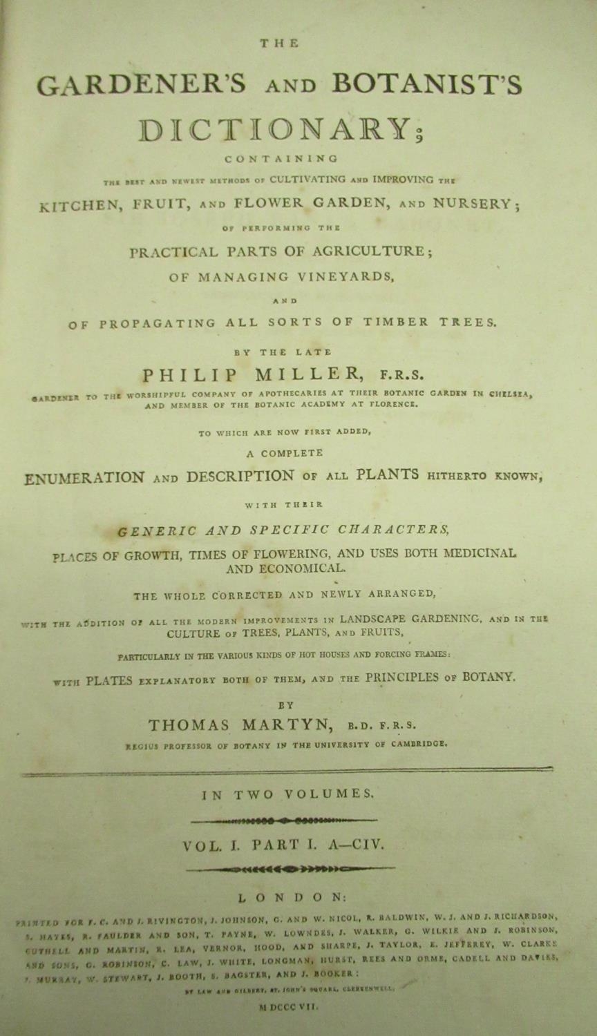 Miller, Philip and Martyn Thomas: The Gardener's and Botanist's Dictionary, printed for F.C. & J. - Image 2 of 4