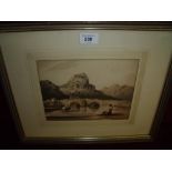 Early 19th C monochrome watercolour of figure in a landscape, attributed to Edmund Dorell,