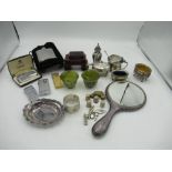 Roles Royce lighter and three other lighters, Remi Martan hip flask, cruet set, thimbles, two