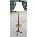 Geo.III style mahogany standard lamp, with apron column with circular shelf on vase turned support